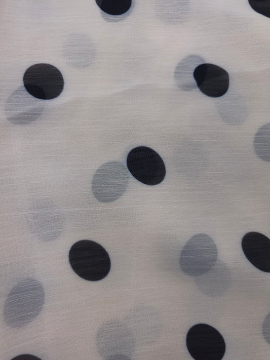 Ivory Polka Crinkle Chiffon - (Various Sizes)