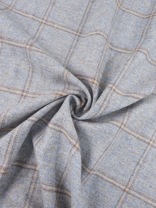 Powder Blue/Beige Speckle Square Check Soft 100% Wool *ABRAHAM MOON*
