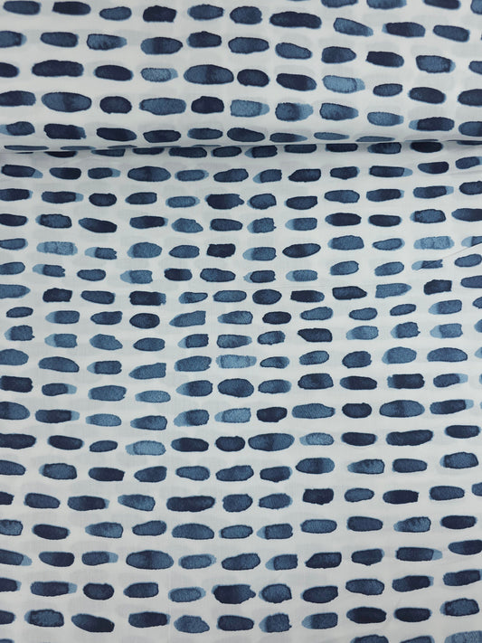 Petrol Blue Watercolour Paint Stroke 100% Cotton 98" *EXTRA WIDE*