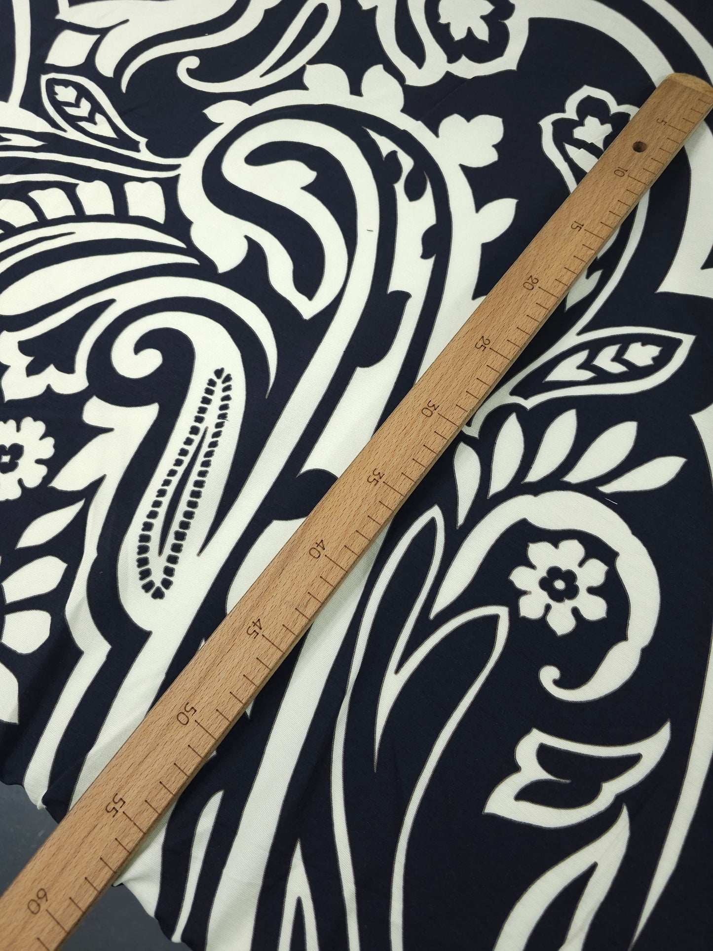 Cream/Black Large Paisley Floral Cotton Modal