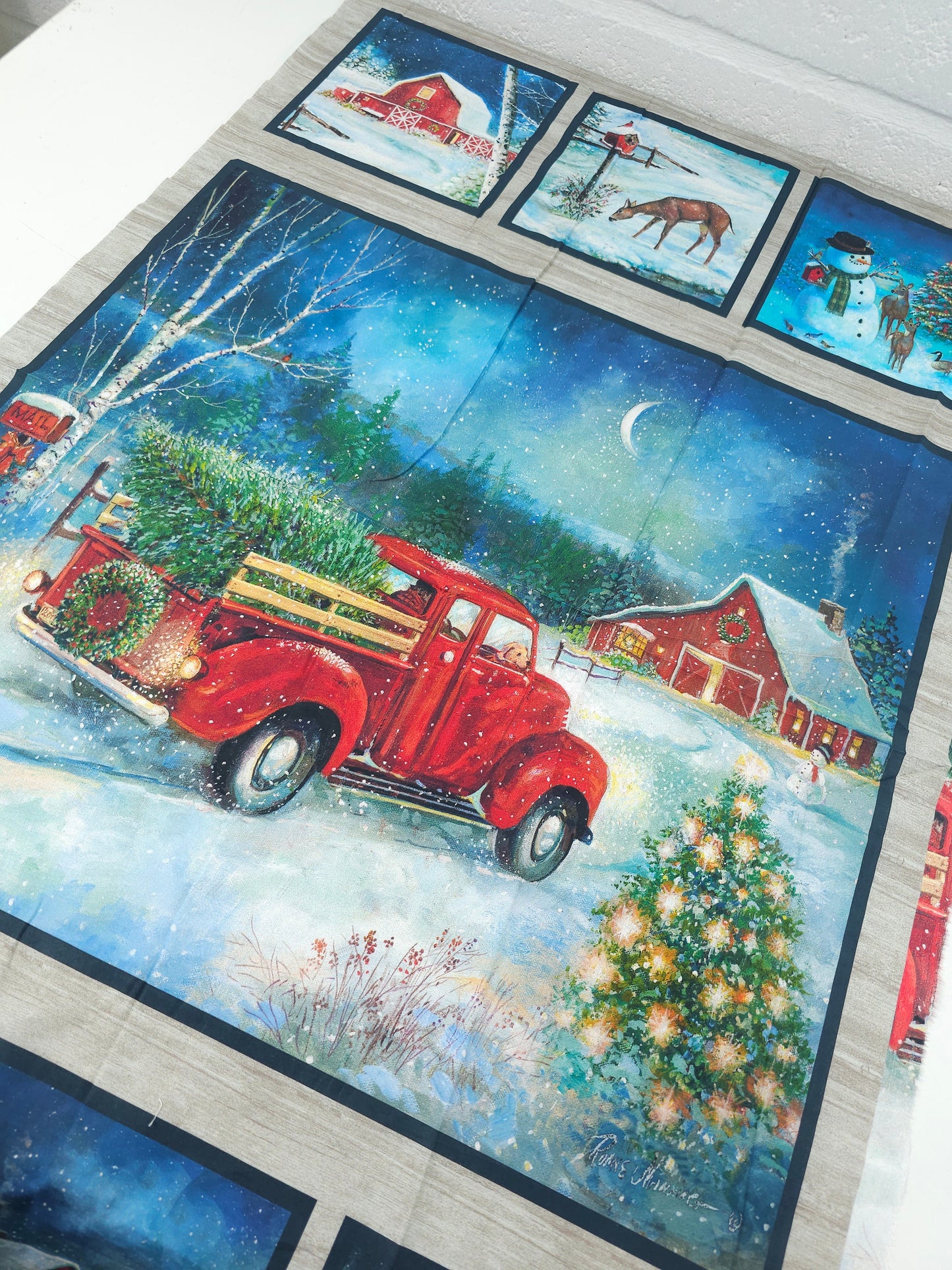 Snowy Holiday Trip 100% Cotton - 60cm Panel