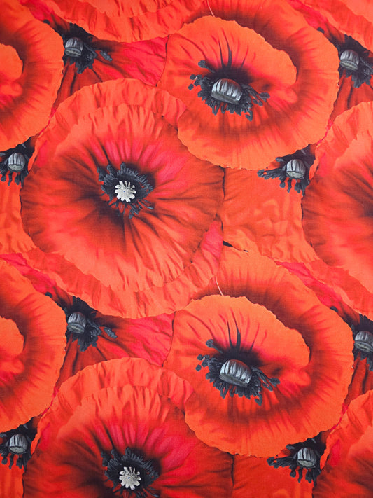 Red Large Poppy Fine Cotton *DEFECT*