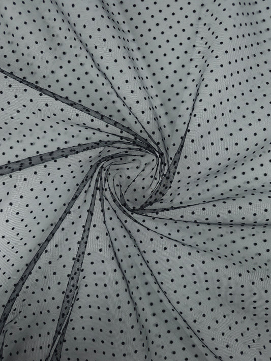 Black Mini Velvet Polka Net
