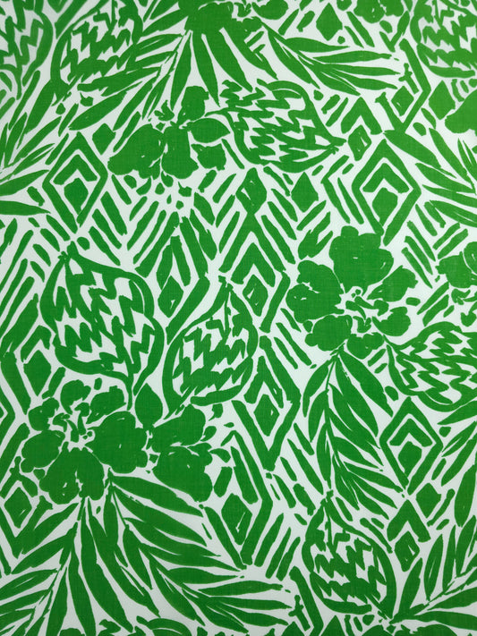 Green Aztec Floral Cotton Voile