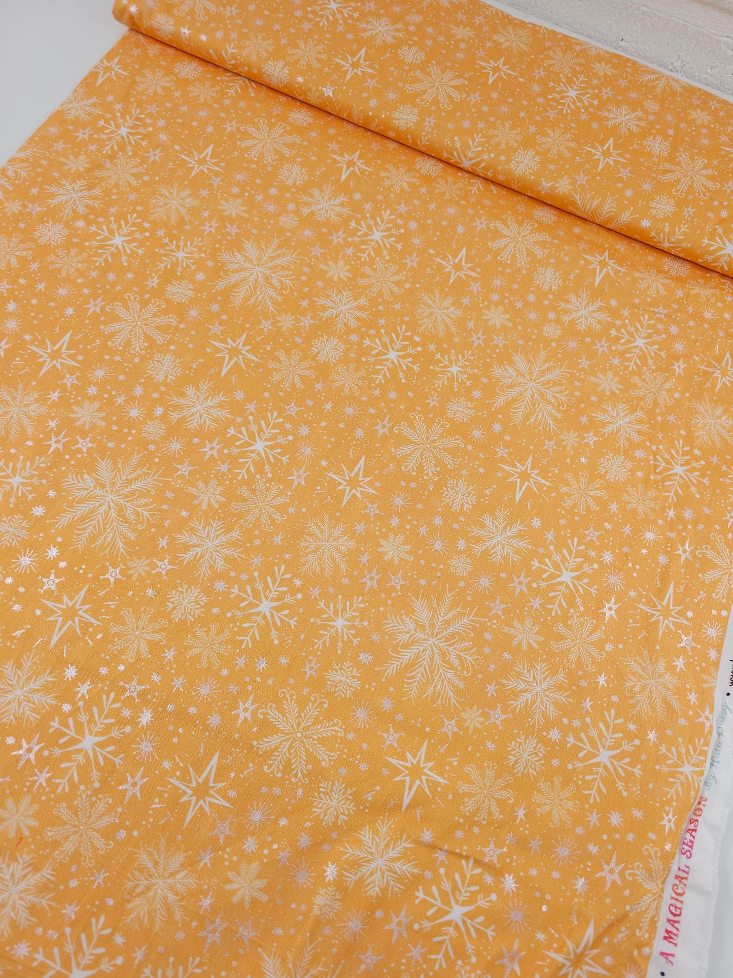 Orange/Silver Magical Snowflakes 100% Cotton - Benartex