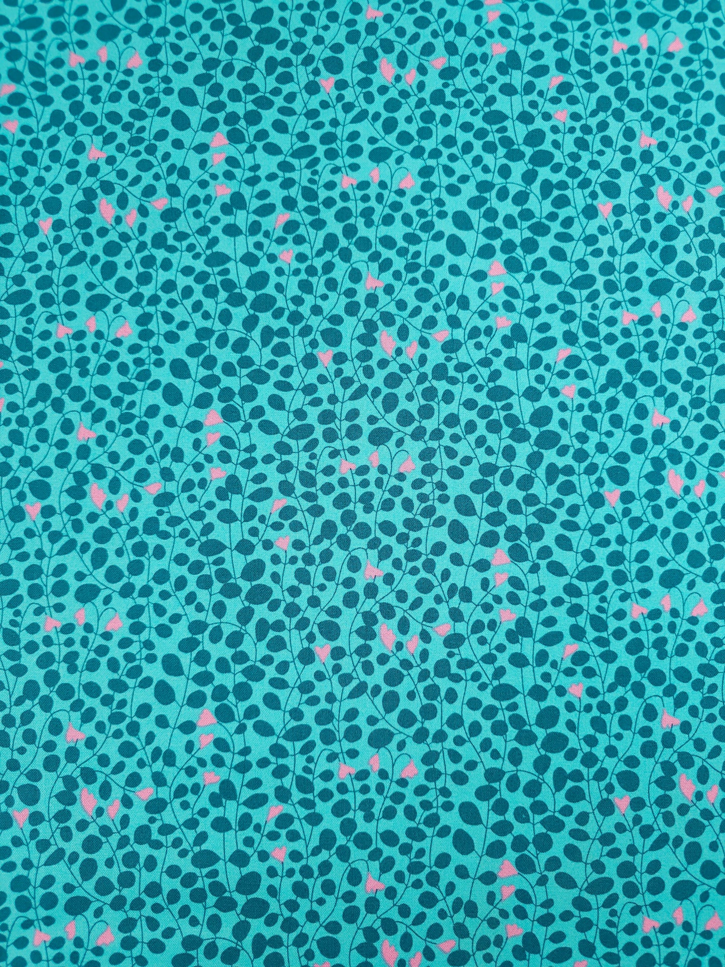 Teal/Pink Blooming Leaf Twine 100% Cotton - Benartex