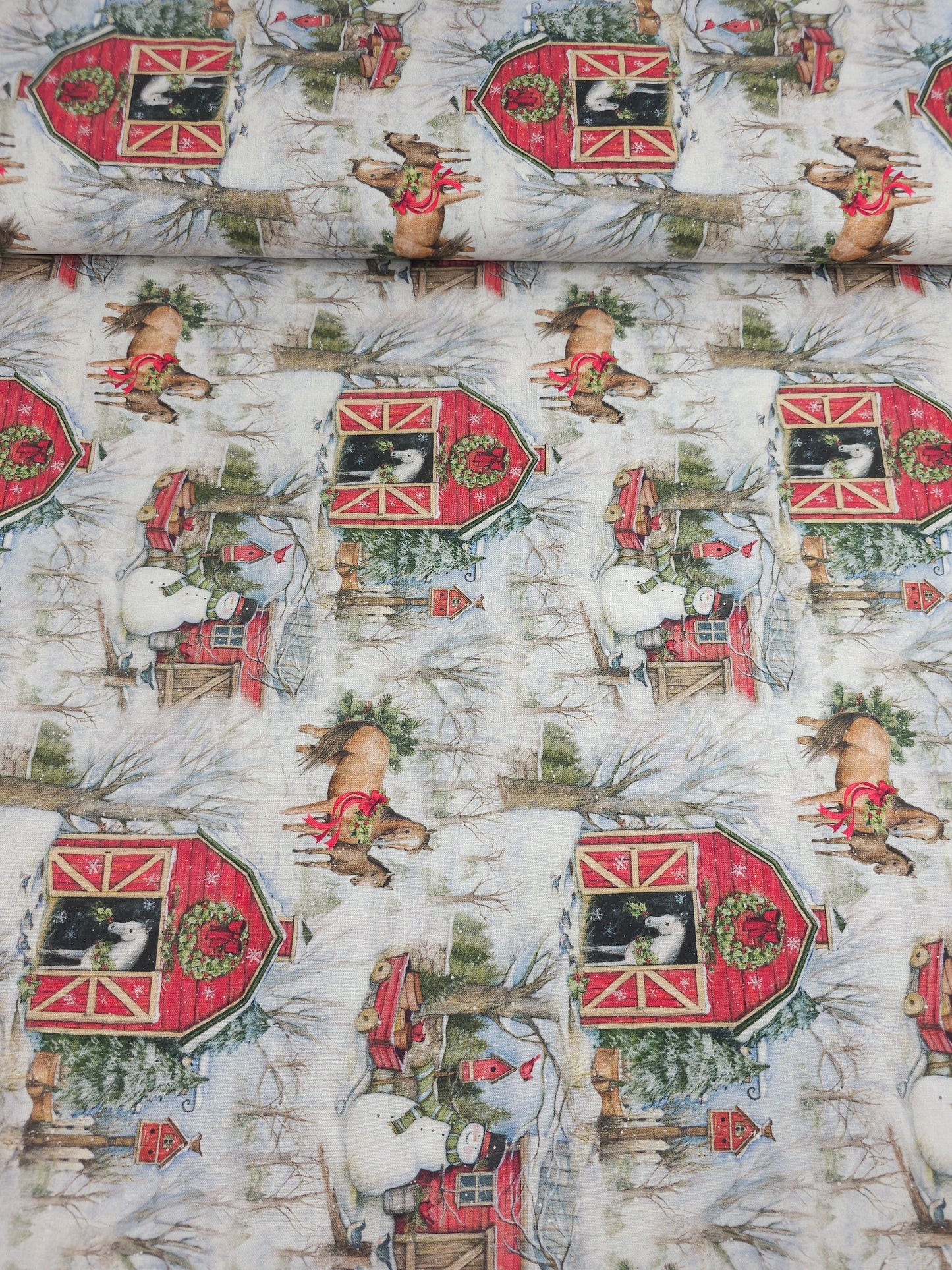 Snowy Stables 100% Cotton