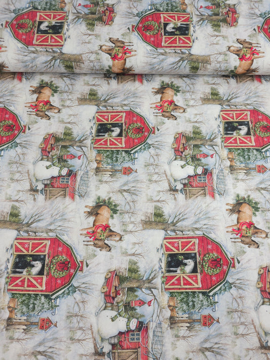 Snowy Stables 100% Cotton