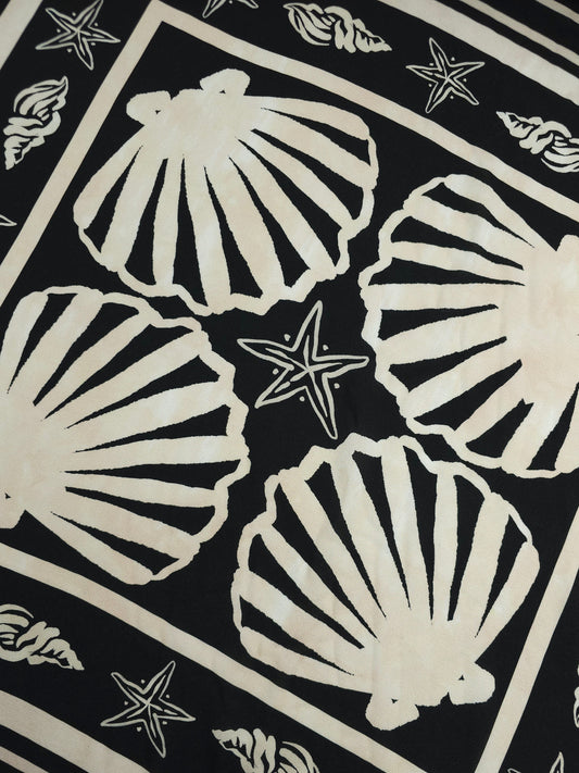 Black/Ivory Washed Shell Frames Viscose Challis