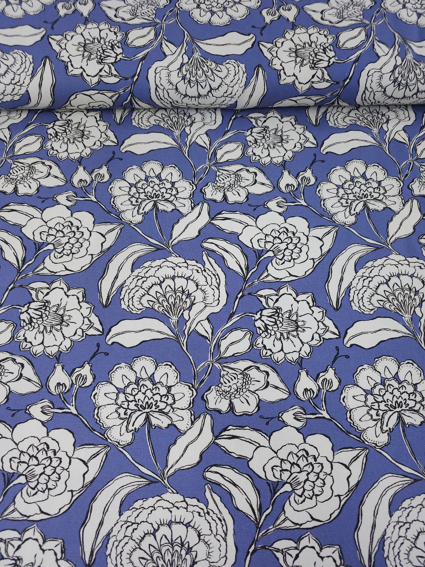 Periwinkle Sketch Floral Canvas Cotton
