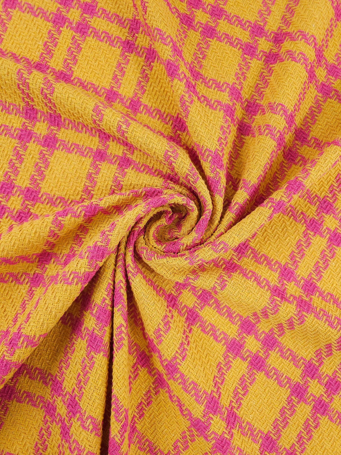 Yellow/Pink Tartan Boucle