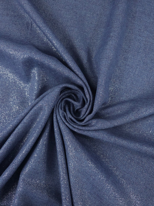 Midnight Blue Shimmer Cotton Linen Denim