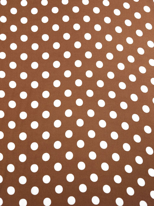 Hazelnut Brown/White Small Polka Spot Viscose Challis
