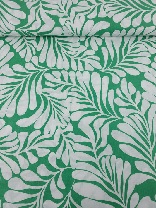 Green/White Palm Leaf Trail 100% Cotton 98" *EXTRA WIDE*