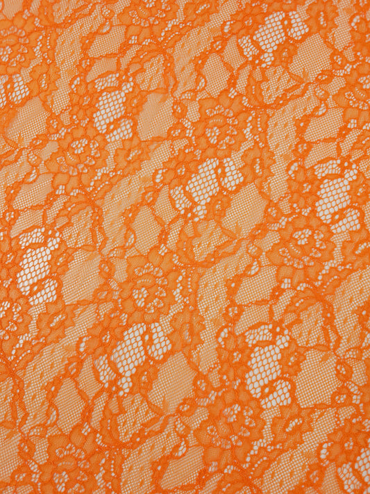 Orange Abstract Floral Mesh Lace