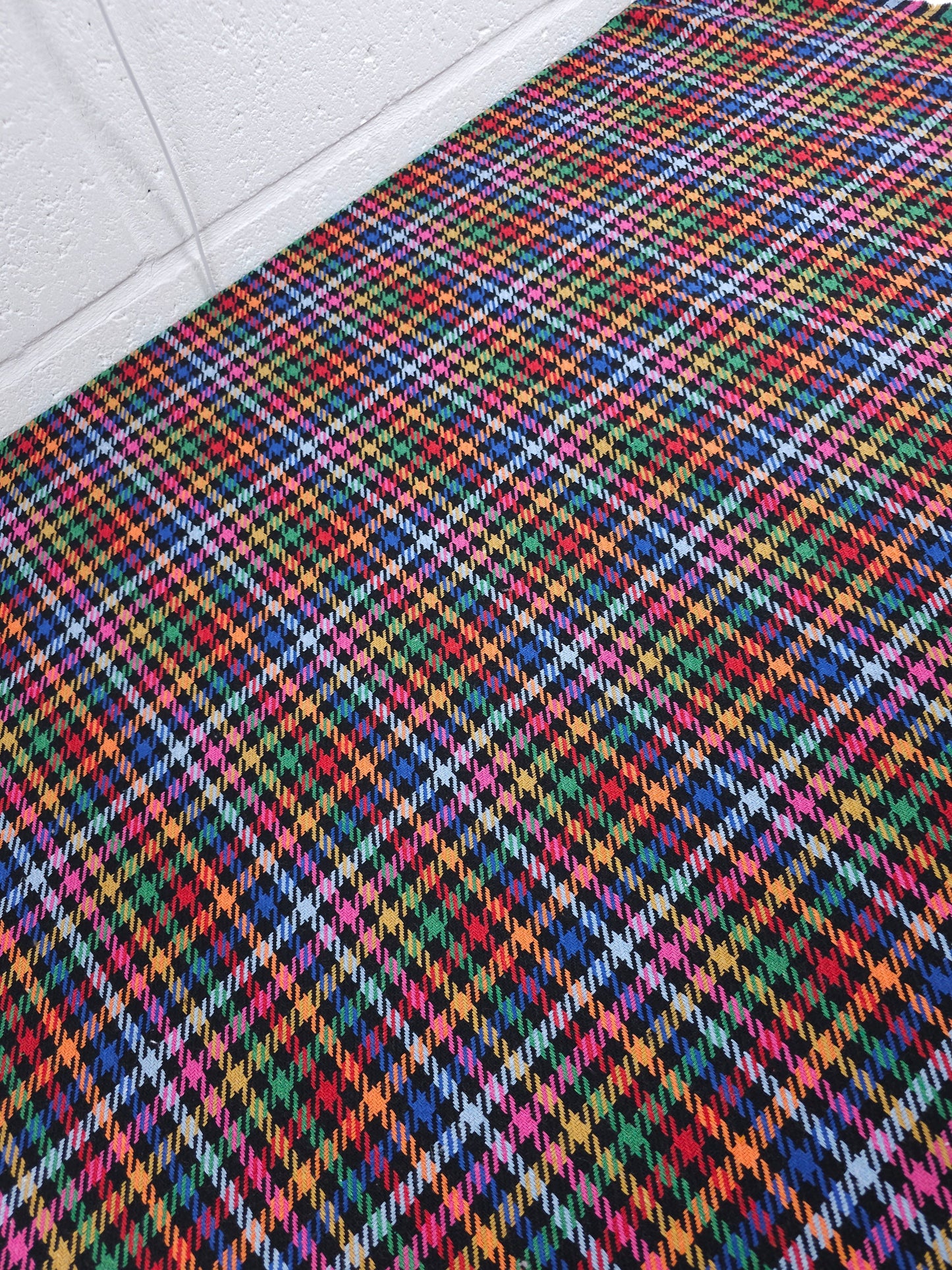 Black Multicolour Tartan Check Boucle
