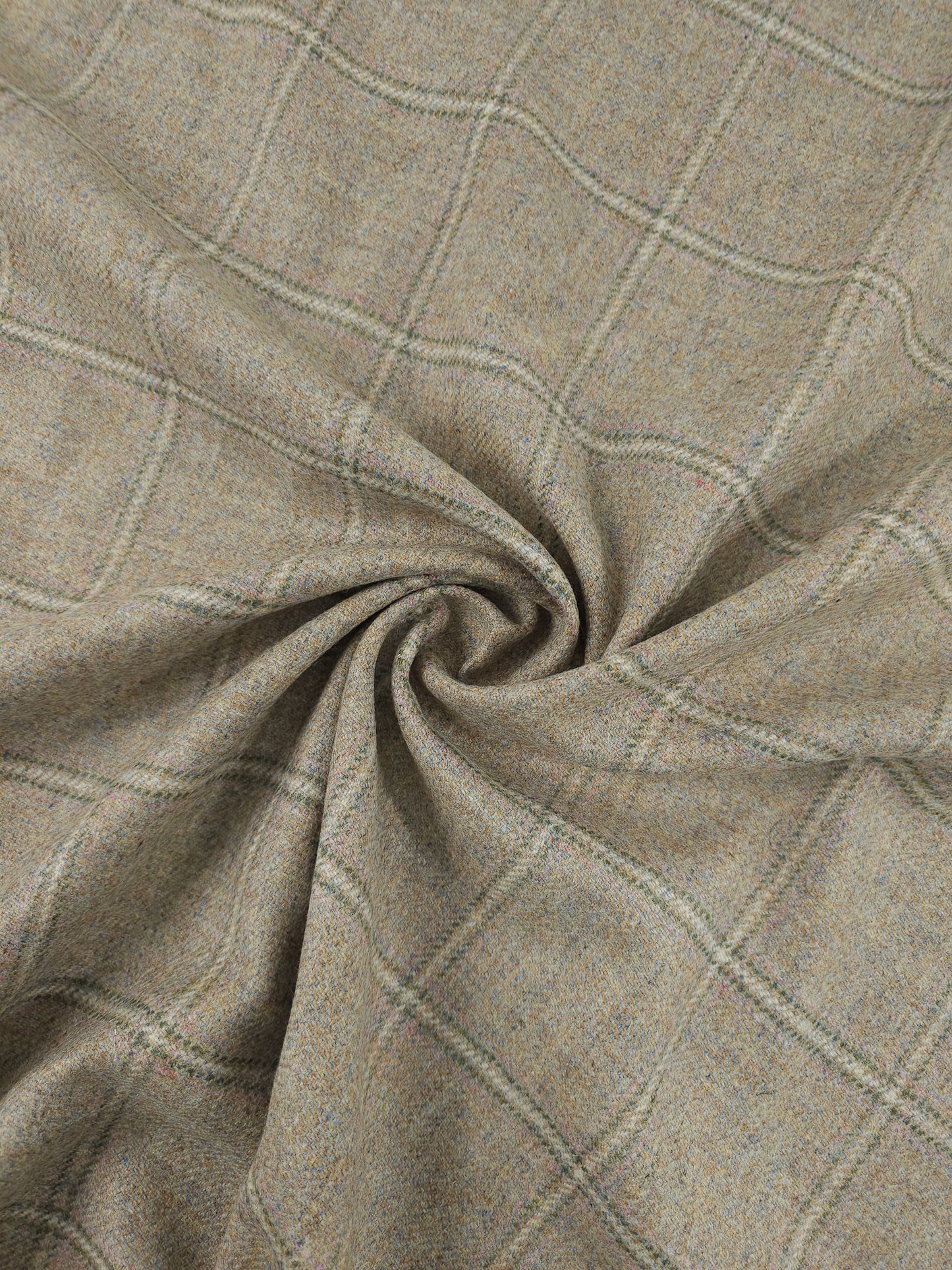 Beige/Multicolour Speckle Square Check Soft 100% Wool *ABRAHAM MOON*