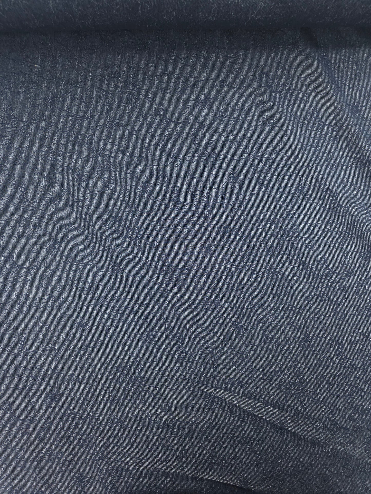Midnight Blue Floral Jacquard Dressmaking Denim
