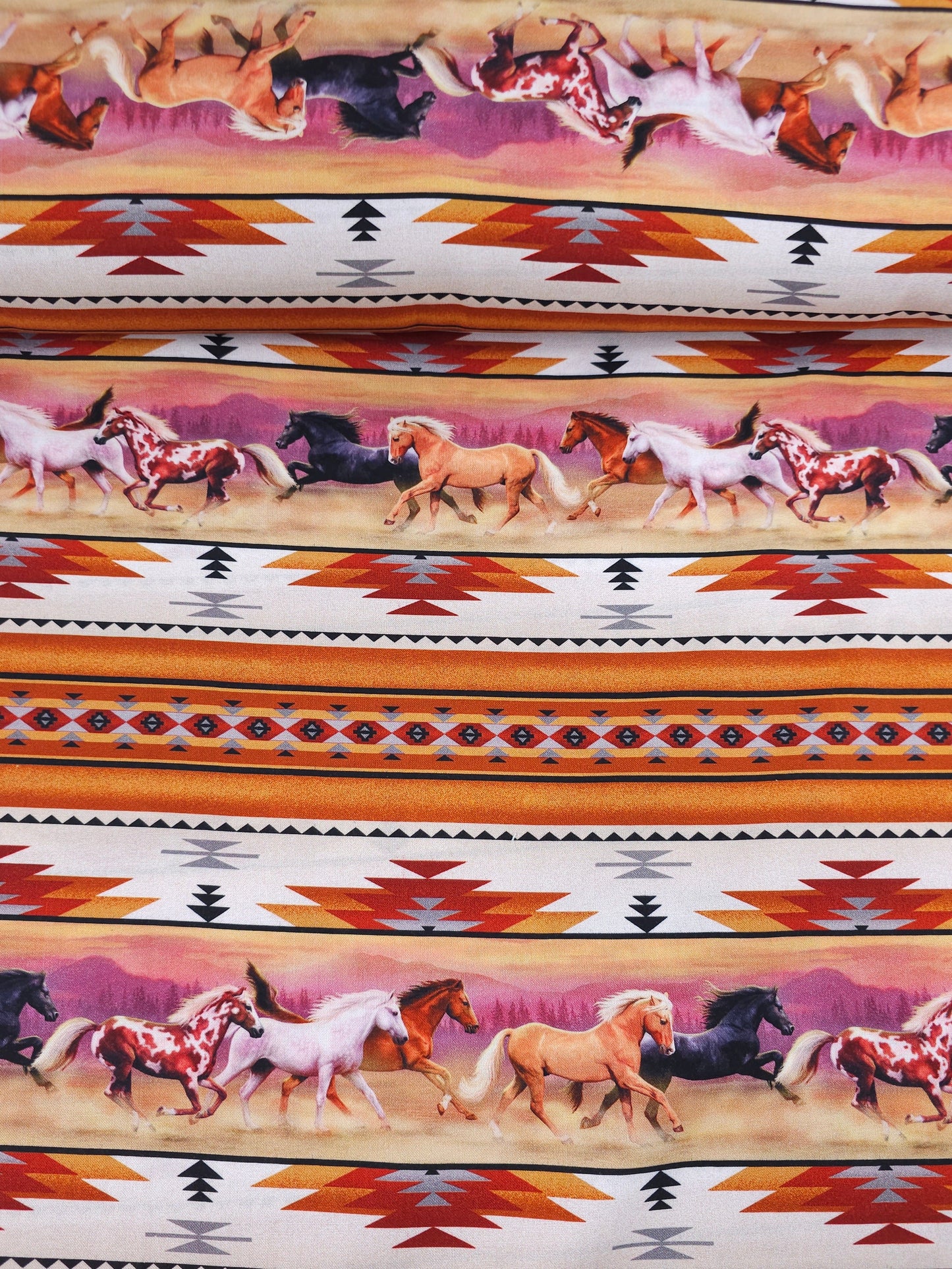 Horses Running With The Sun 100% Cotton