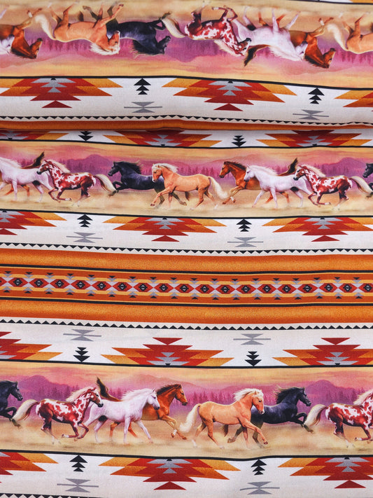 Horses Running With The Sun 100% Cotton