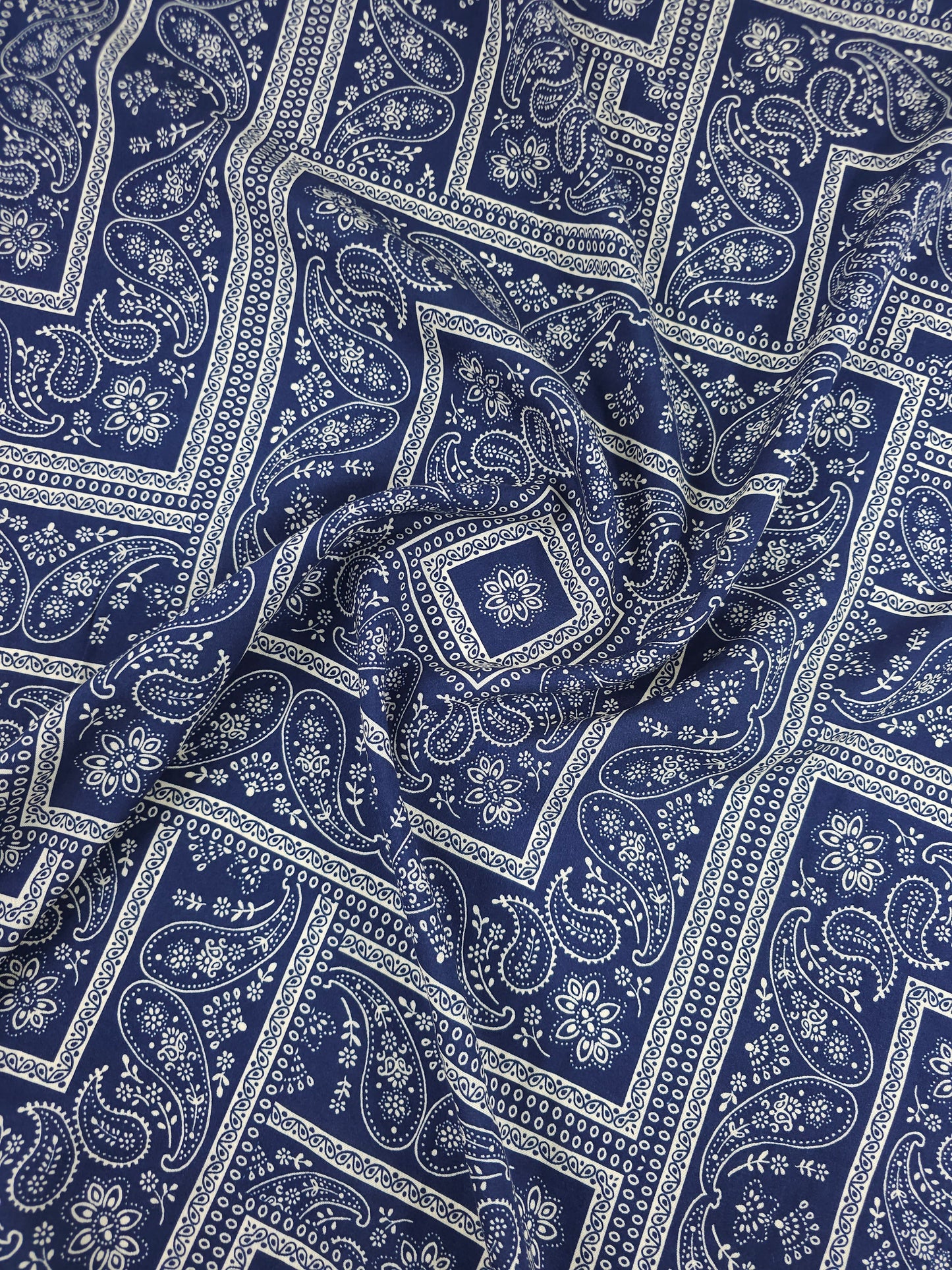 Navy/Ivory Bandana Square Viscose Challis