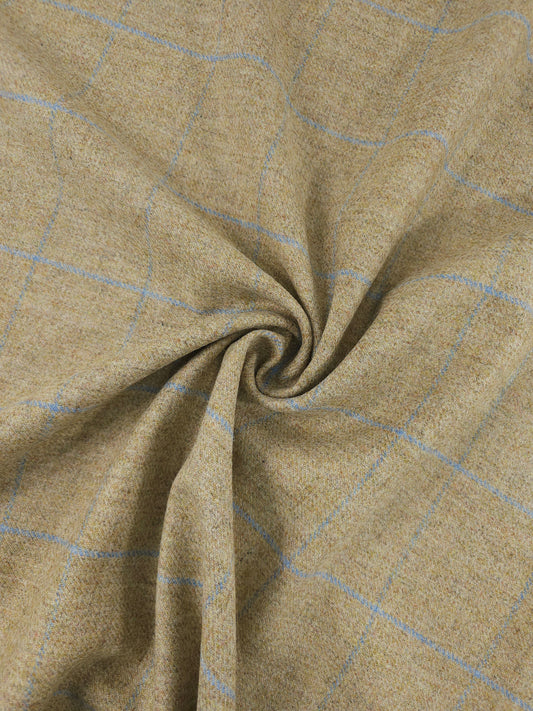 Warm Beige/Blue Speckle Square Check Soft 100% Wool *ABRAHAM MOON*