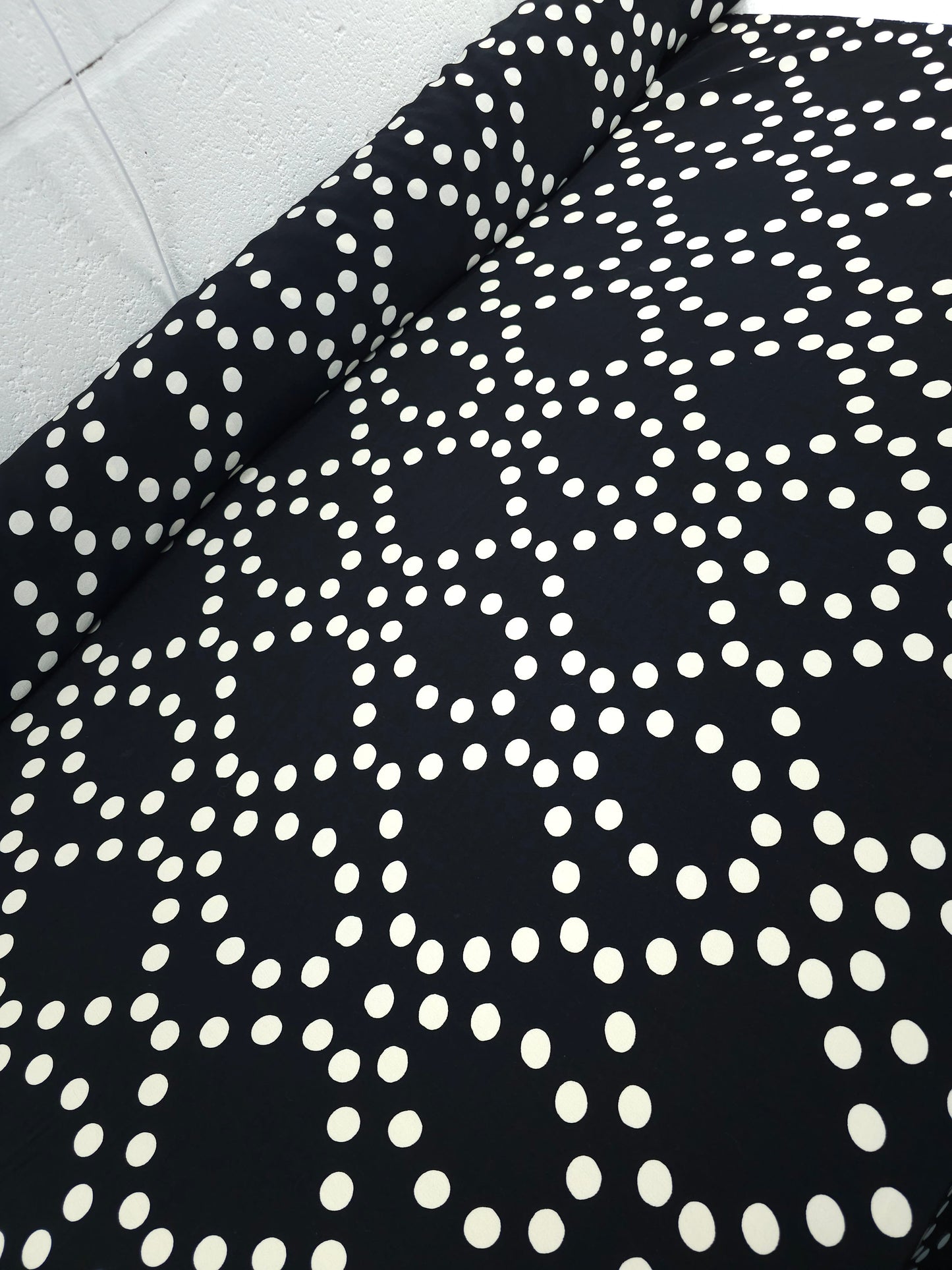 Black/Off White Opal Polka Spot Viscose Crepe