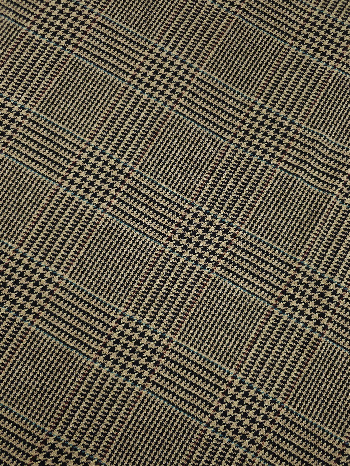 Sand Dogtooth Tartan Check Soft 100% Wool *ABRAHAM MOON*