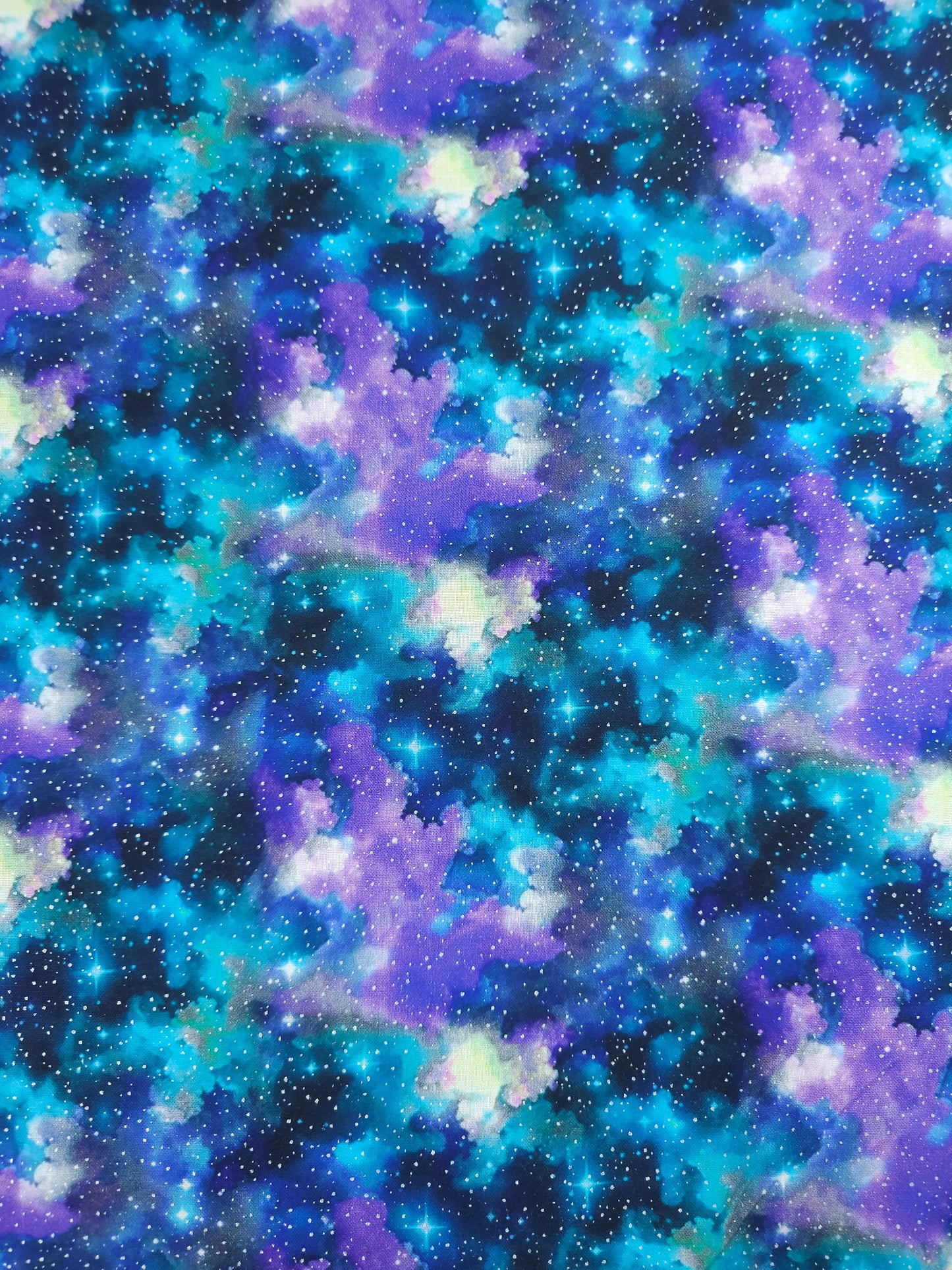 Blue/Purple Silver Diffusion Clouds 100% Cotton