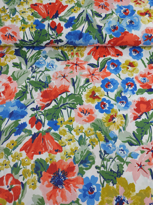 Retro Watercolour Wild Floral 100% Cotton 118” *EXTRA WIDE*