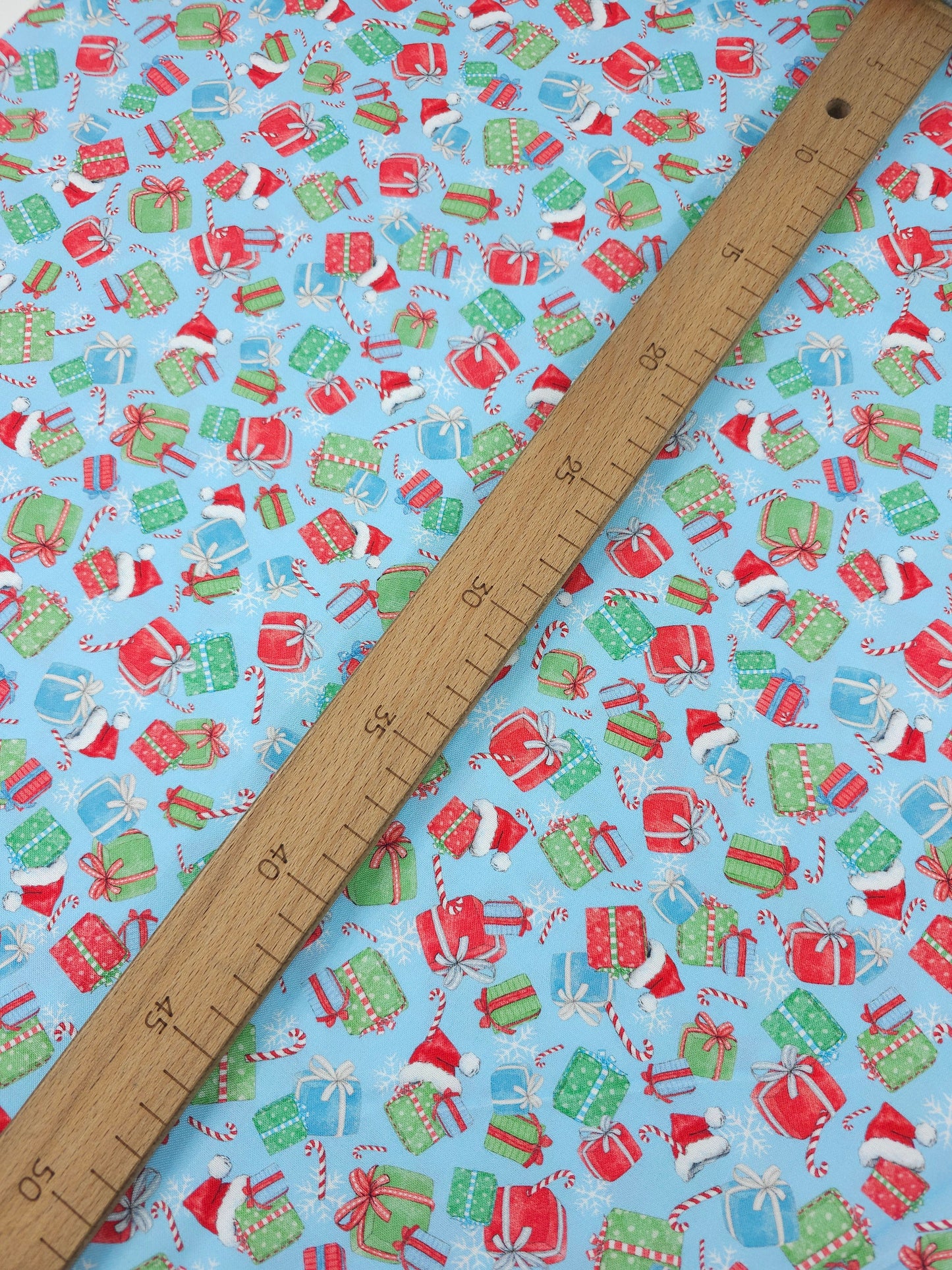 Light Blue Christmas Presents 100% Cotton