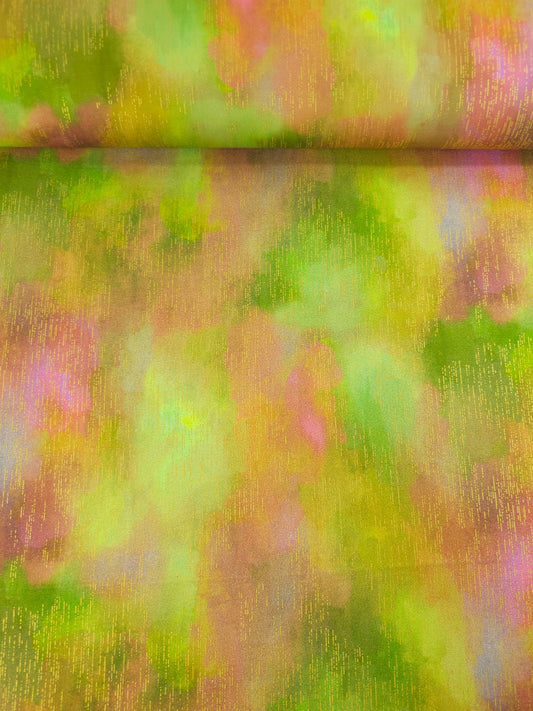 Pink/Green/Gold Chromaticity Static Diffusion 100% Cotton - Robert Kaufman