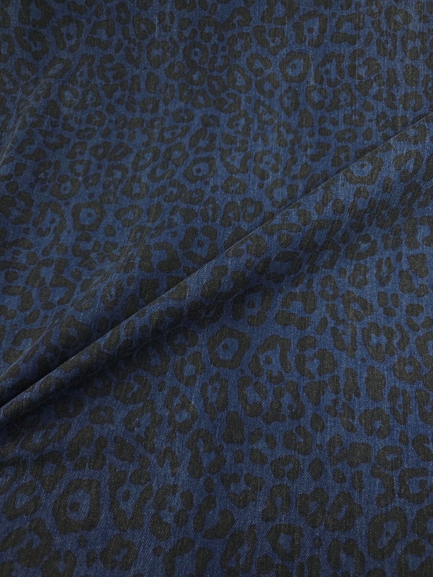Blue Washed Leopard Dressmaking Denim