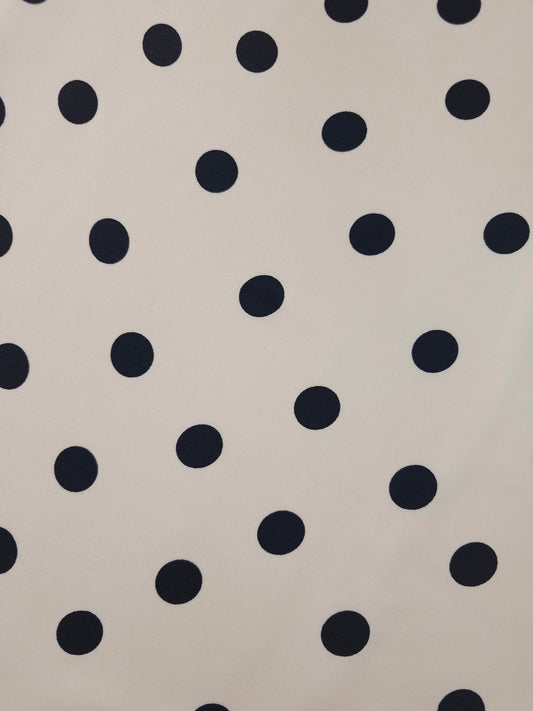 Light Cream/Black Medium Polka Spot Viscose Satin