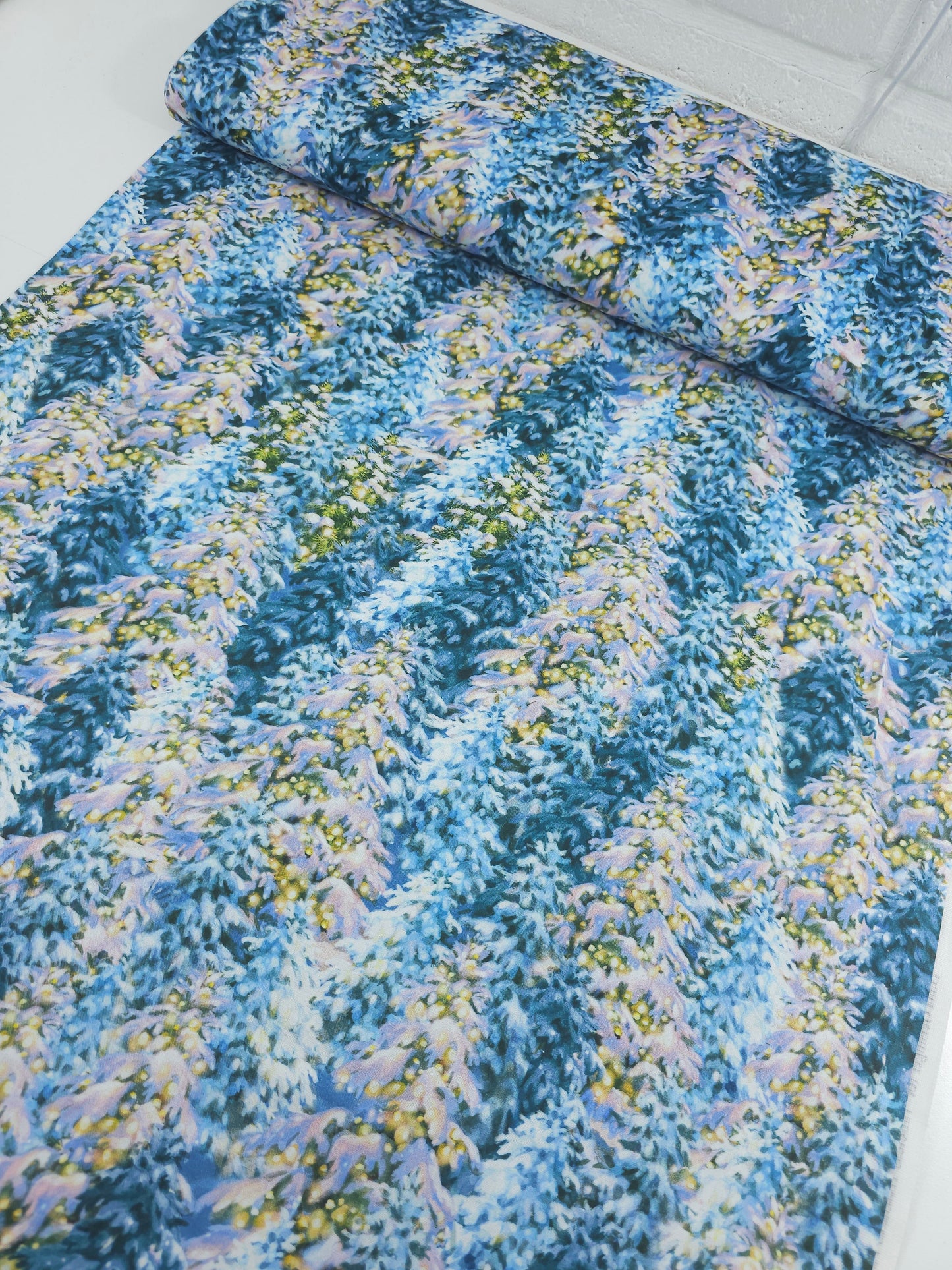 Frosty Lit Christmas Trees 100% Cotton