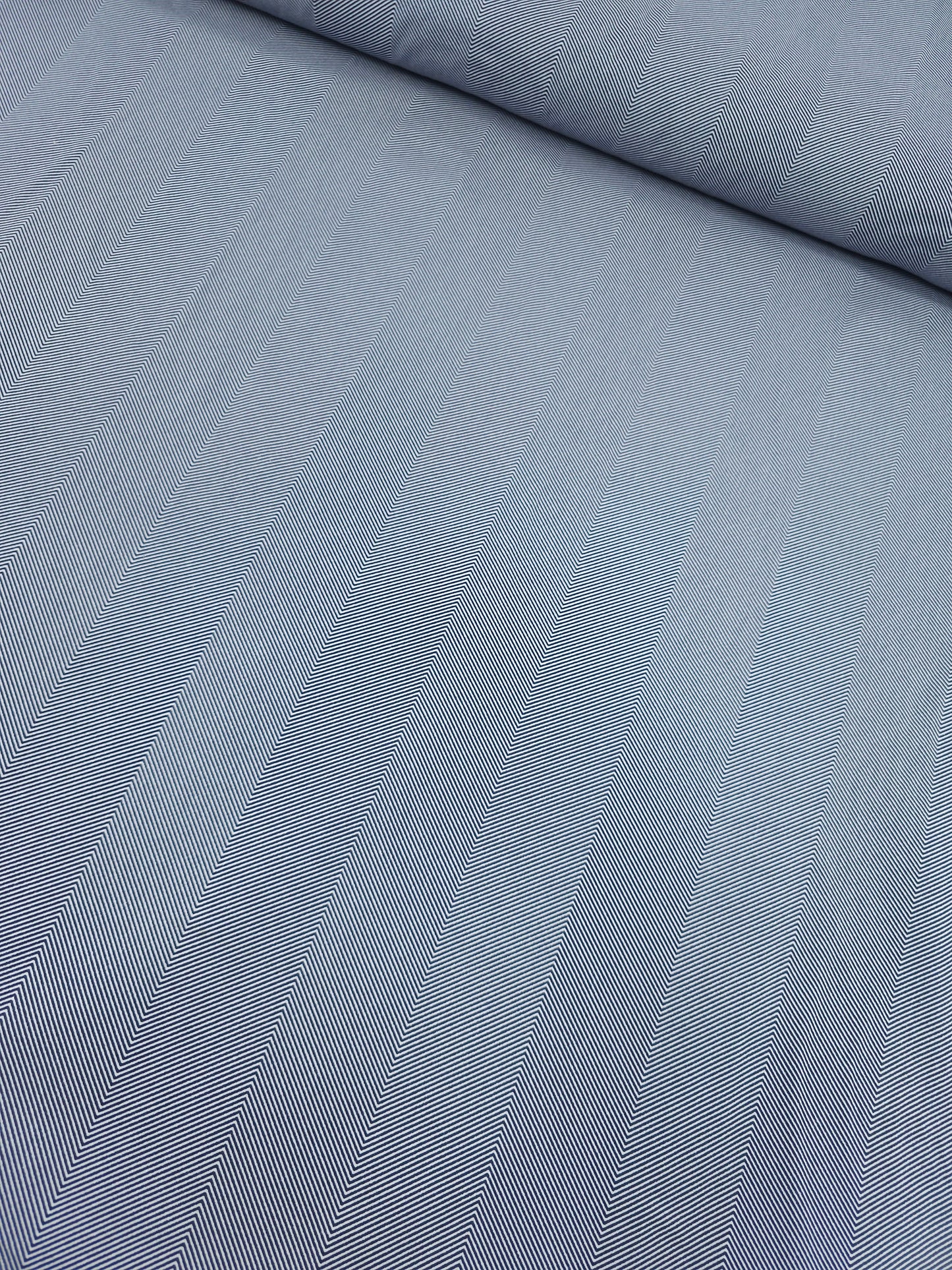 Navy/White Herringbone Stripe 100% Cotton 114" *EXTRA WIDE*