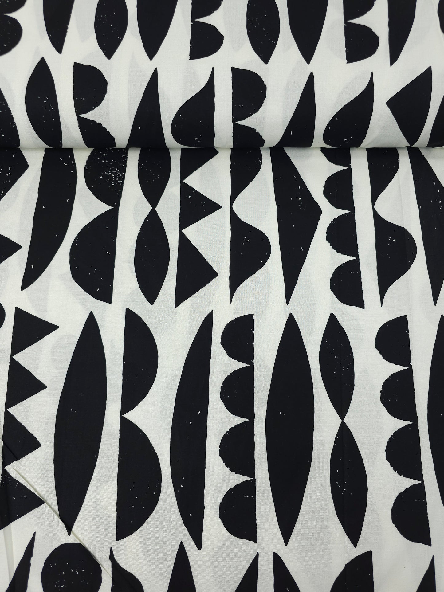 Black/Ivory Abstract Shape Sorter 100% Cotton 106" *EXTRA WIDE*