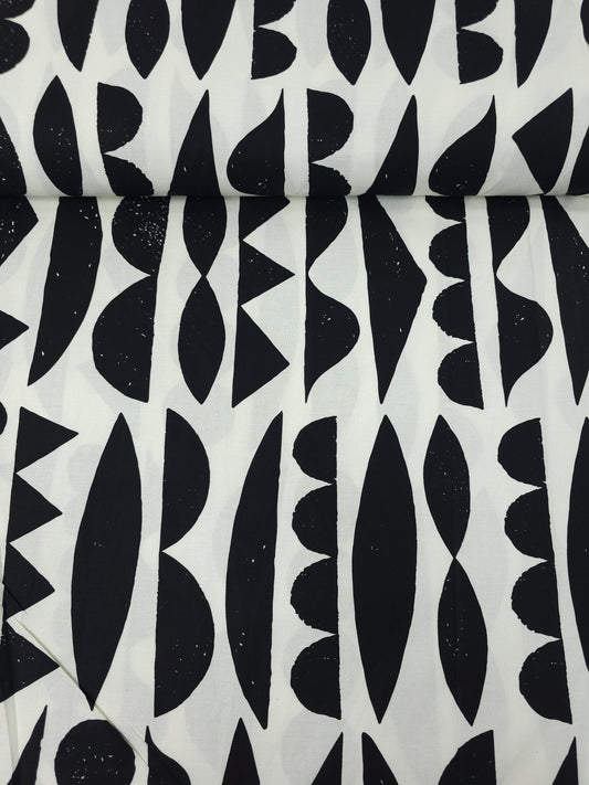 Black/Ivory Abstract Shape Sorter 100% Cotton 106" *EXTRA WIDE*
