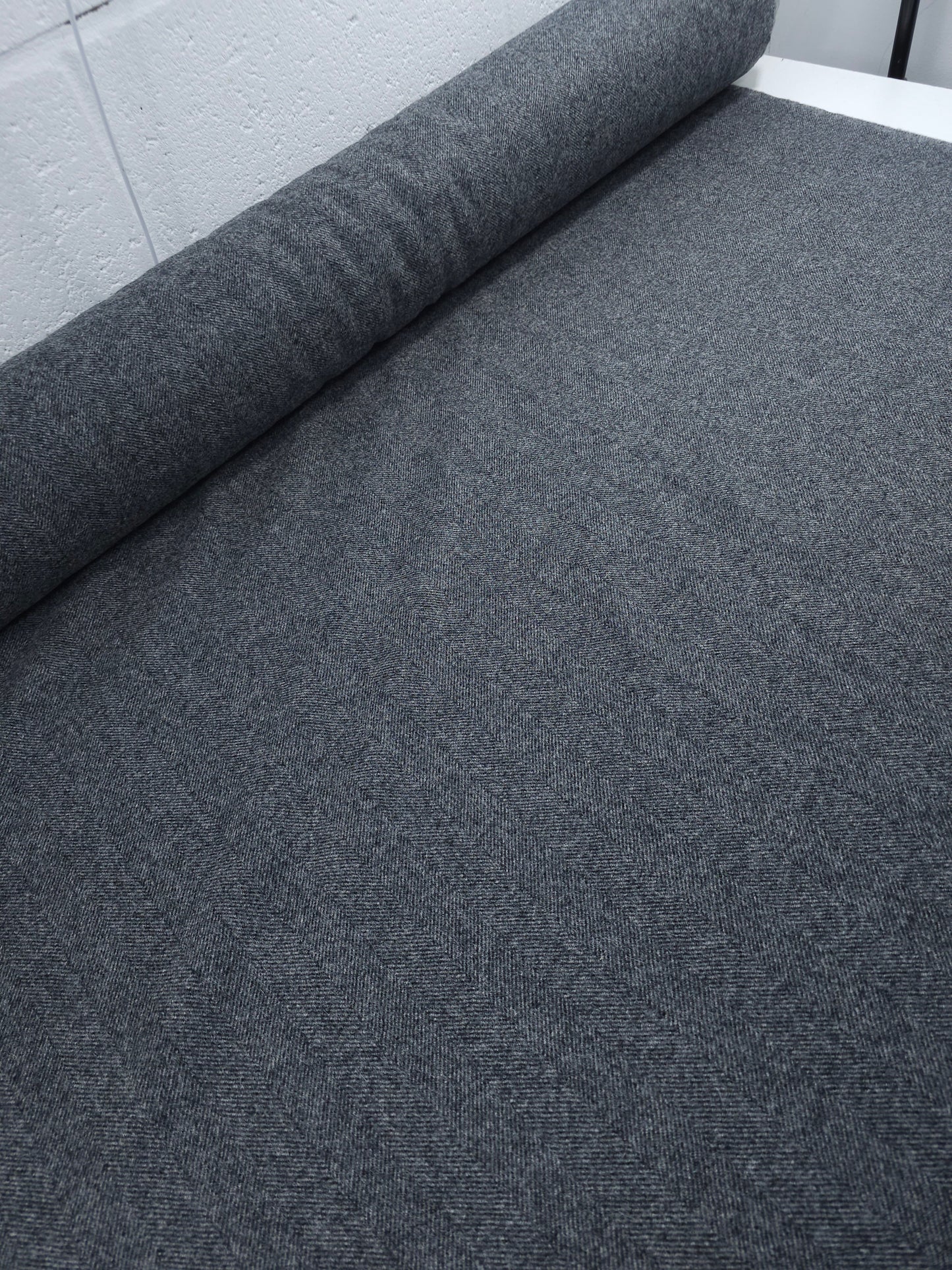 Grey Herringbone Mediumweight 100% Wool *ABRAHAM MOON*