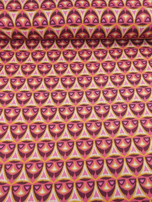 Grape/Orange Abstract Motif Badge Lightweight Canvas Cotton