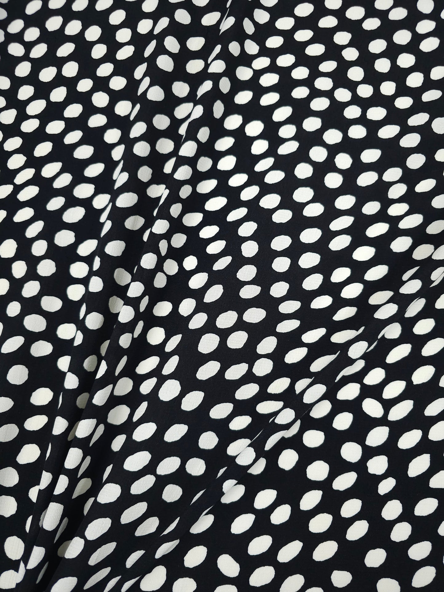 Black/Ivory Irregular Polka Spot Viscose Crepe