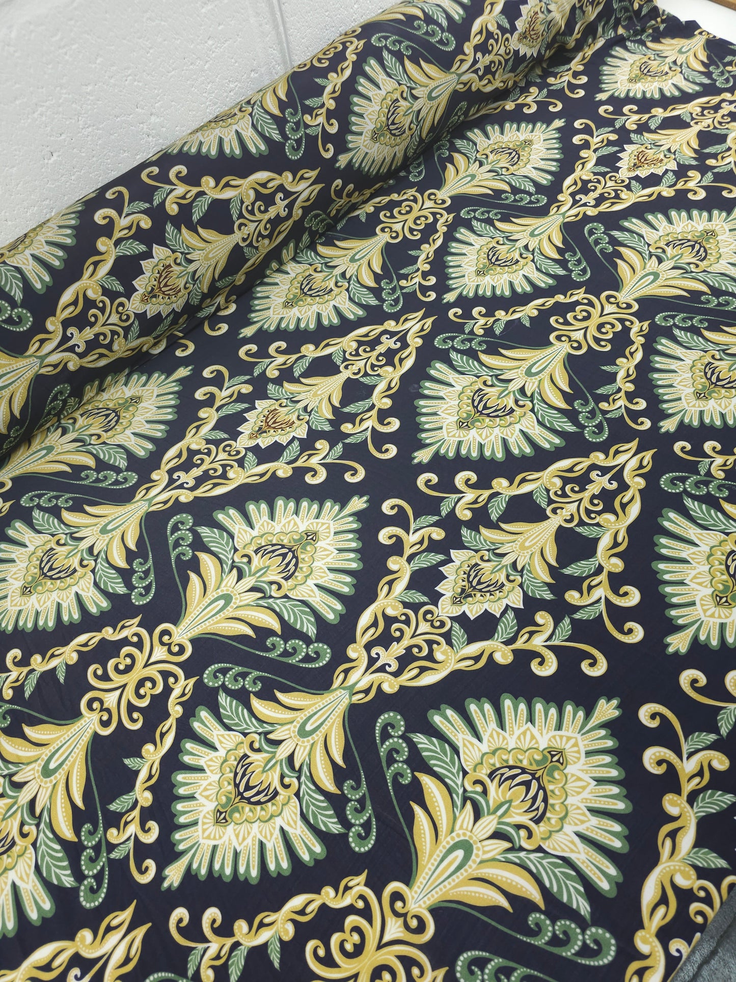 Navy Damask Opulence Slinky Rayon Jersey *FARM RIO*