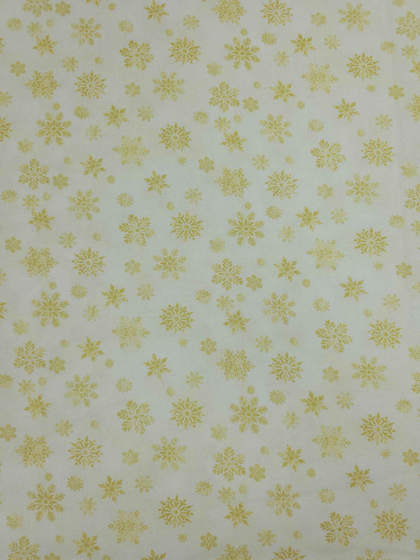 Off White/Gold Snowflake 100% Cotton