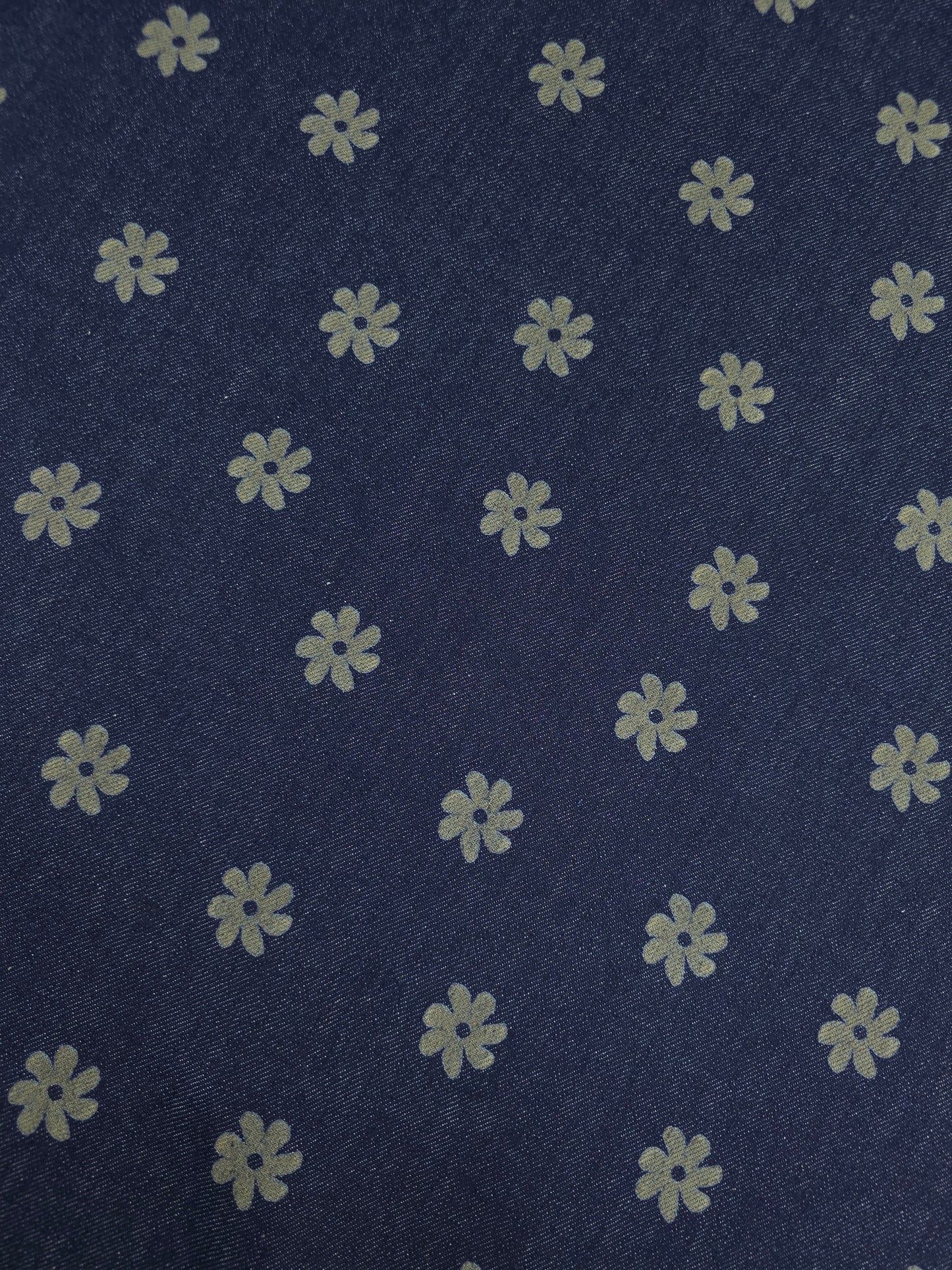 Indigo Navy Groovy Ditsy Daisy Denim