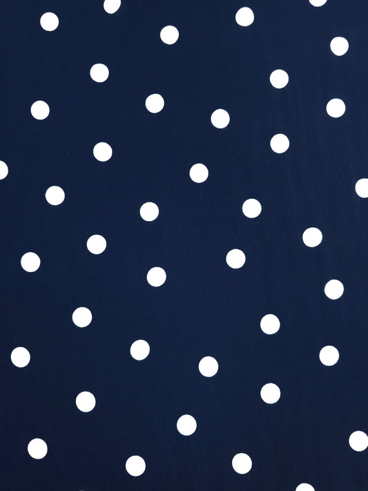 Marine Navy Polka Dot Viscose Crepe