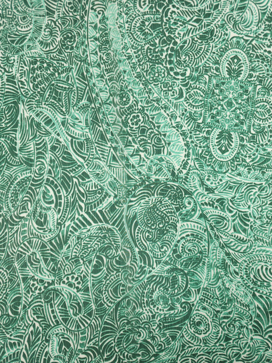 Green Paisley Crinkle Crepe
