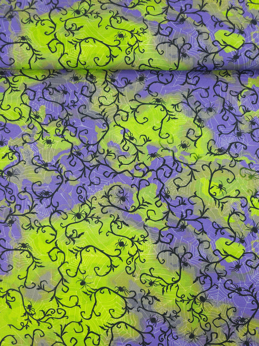 Lime/Purple Spider Web 100% Cotton