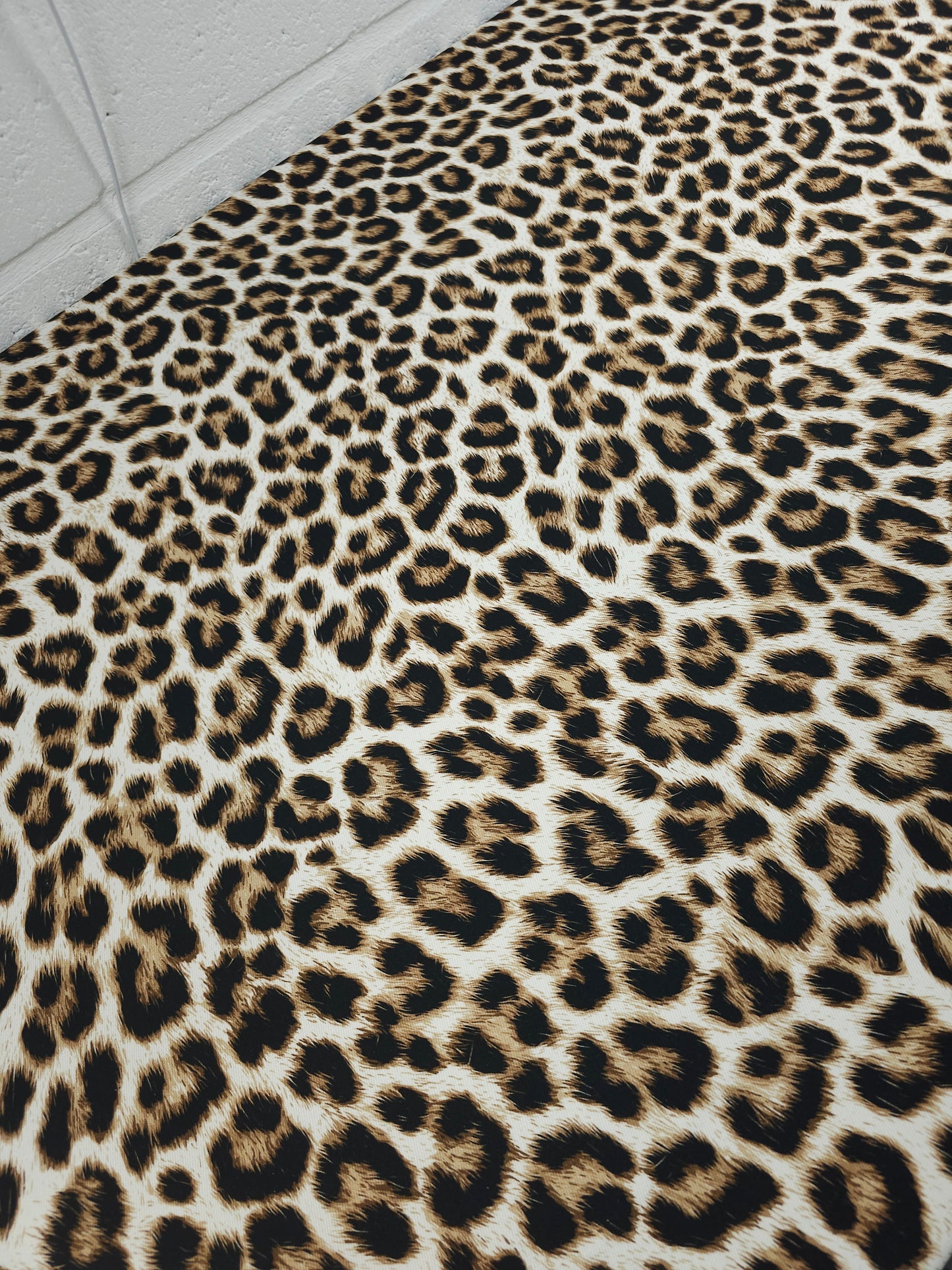 White/Tan Leopard Denim