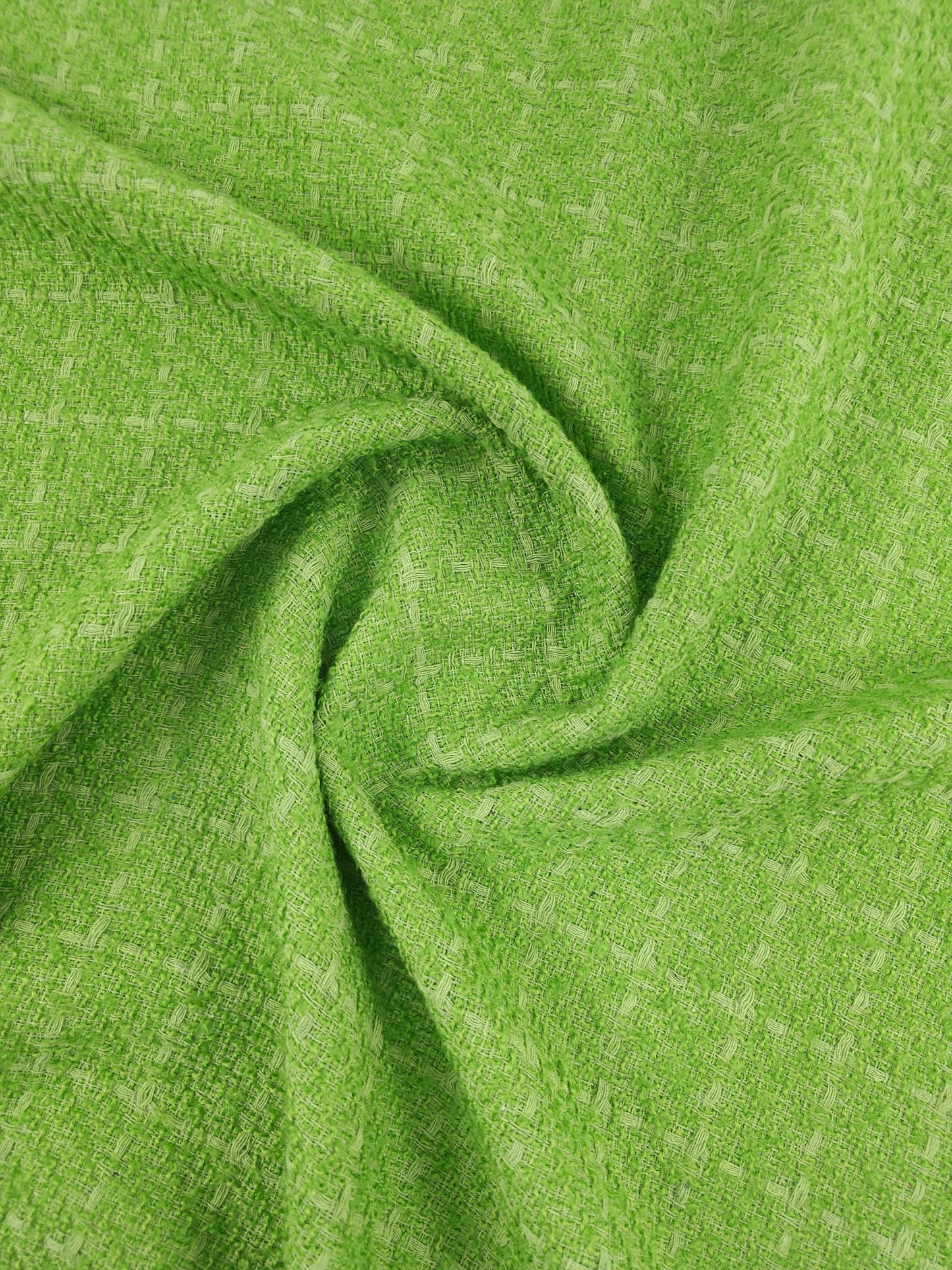Lime Green Square Check Boucle
