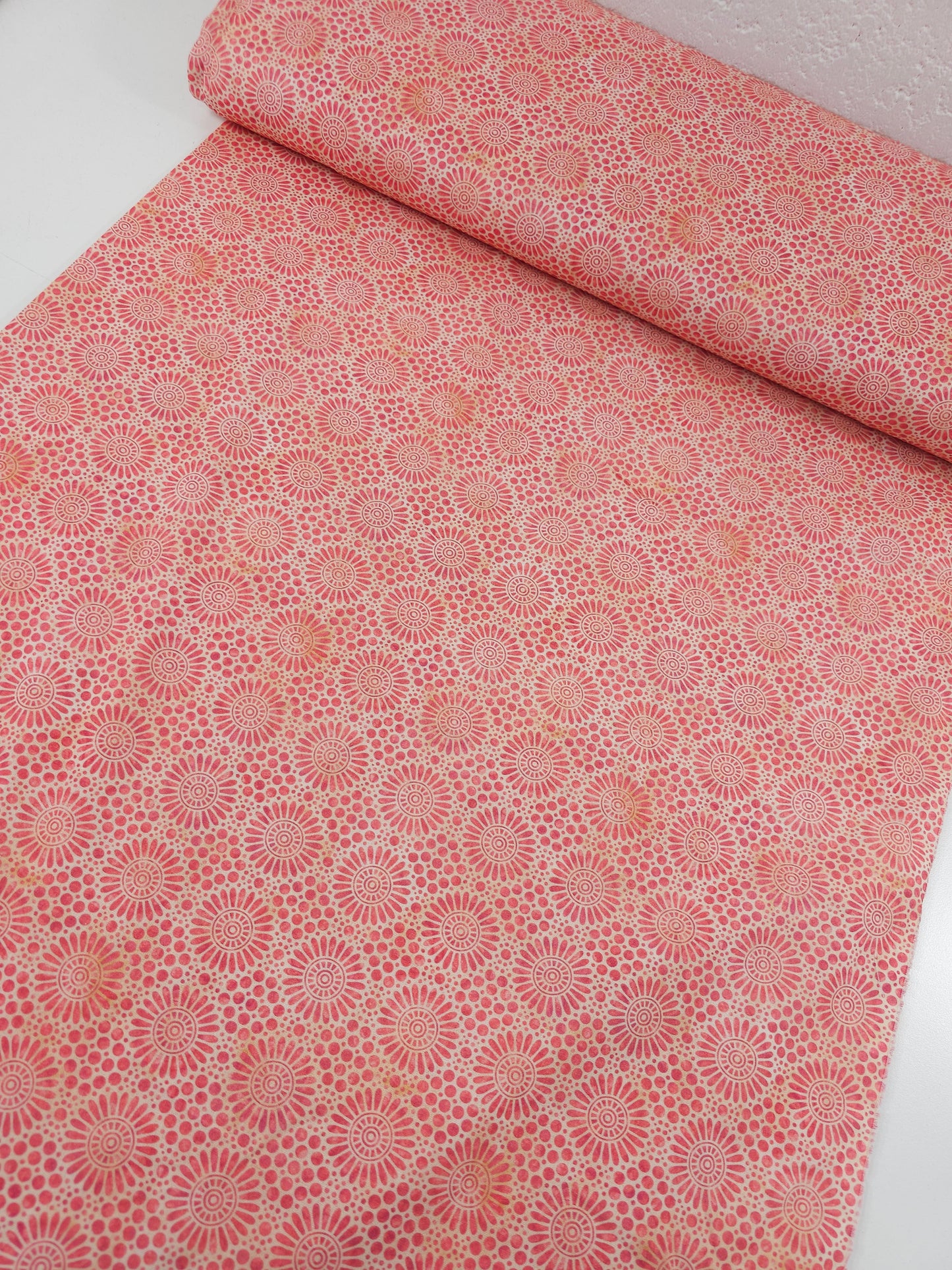 Pinky Coral Abstract Petal Spot 100% Cotton
